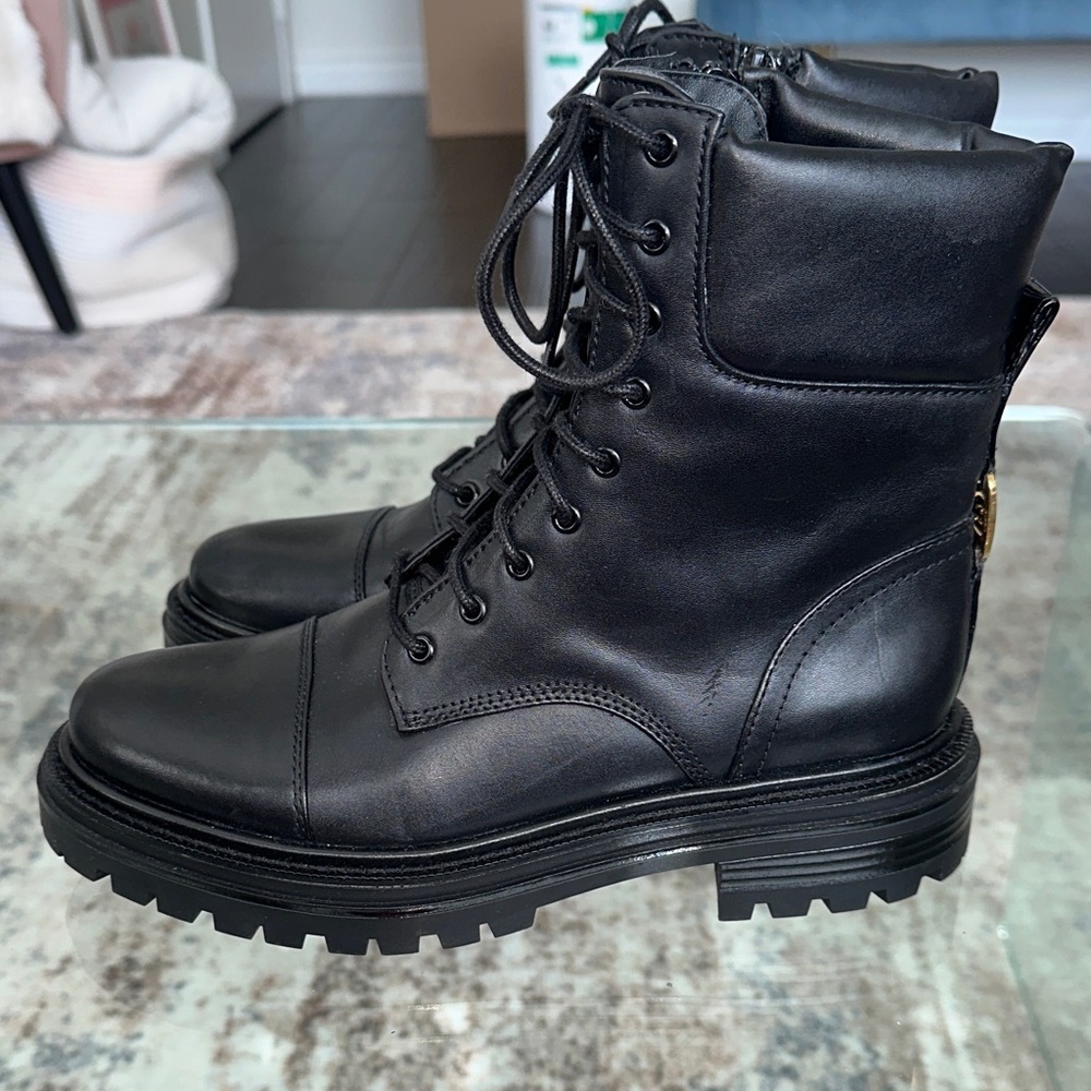 Sam Edelman Black Leather Combat Boots womens 7.5